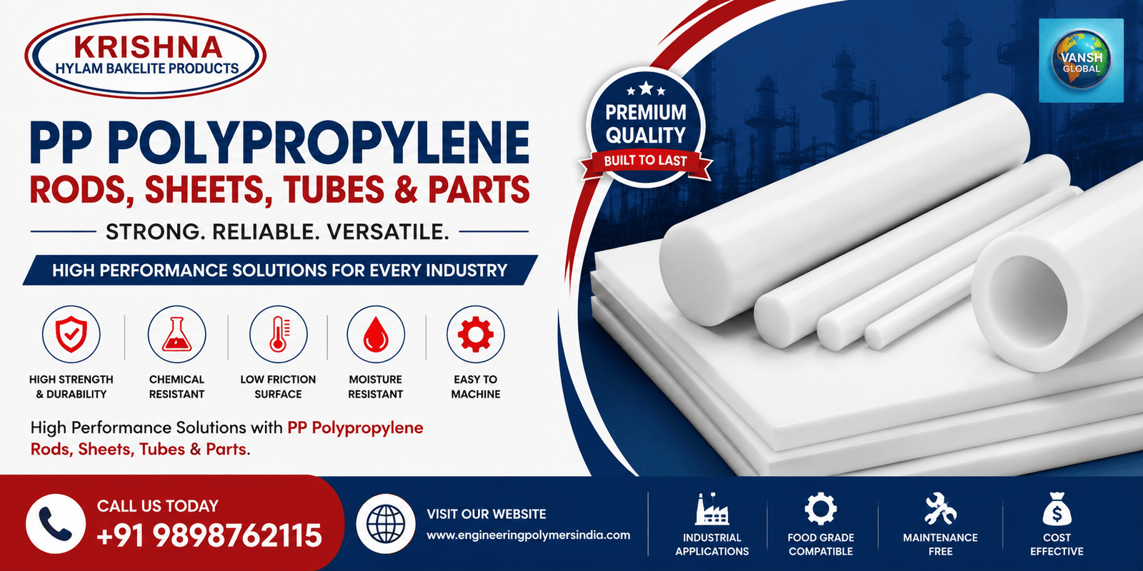 PP Polypropylene Rods Sheets and Tubes And Parts
